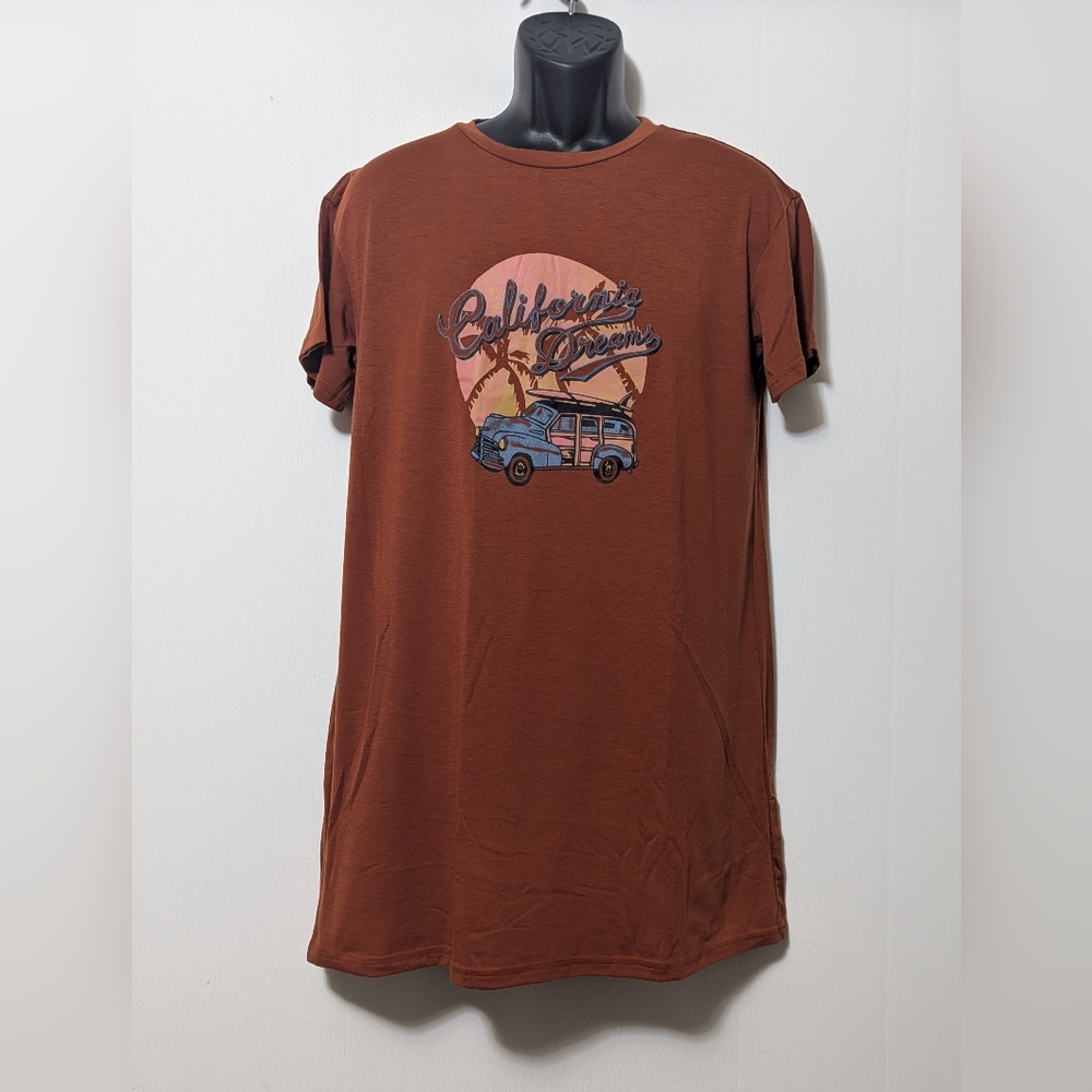 Women's SHEIN EZ wear California Dreams Graphic Mini T-Shirt Dress Size Medium